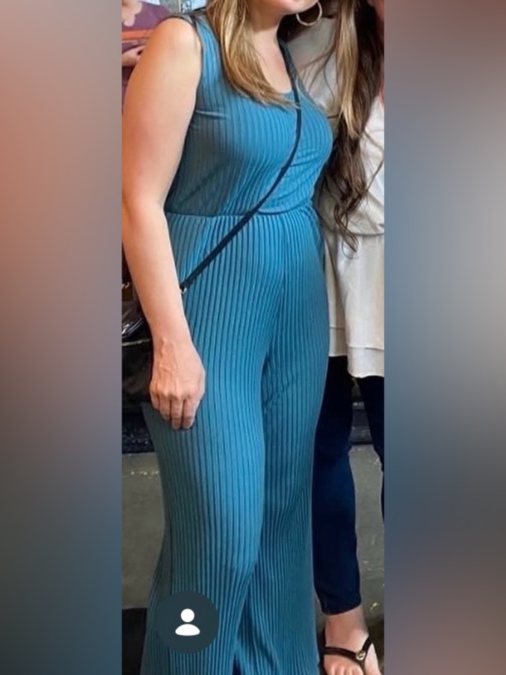 Amour Vert ribbed Teal Pleated Wide-Leg Jumpsuit